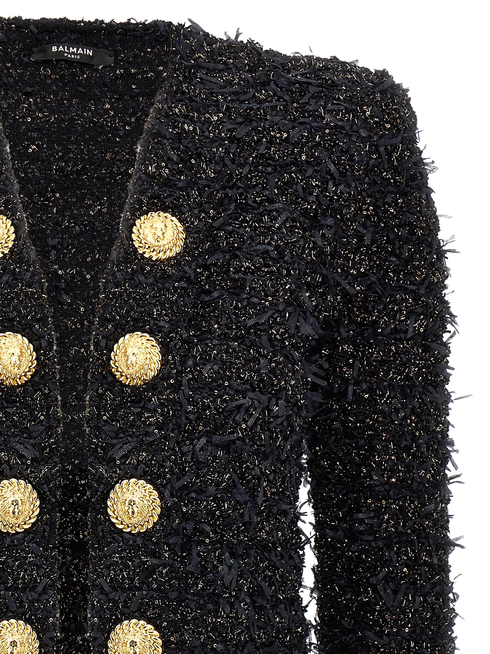 Shop Balmain Lurex Tweed Blazer In Black