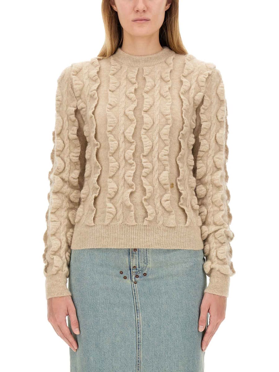 Shop Moschino Wool Blend Sweater In Beige