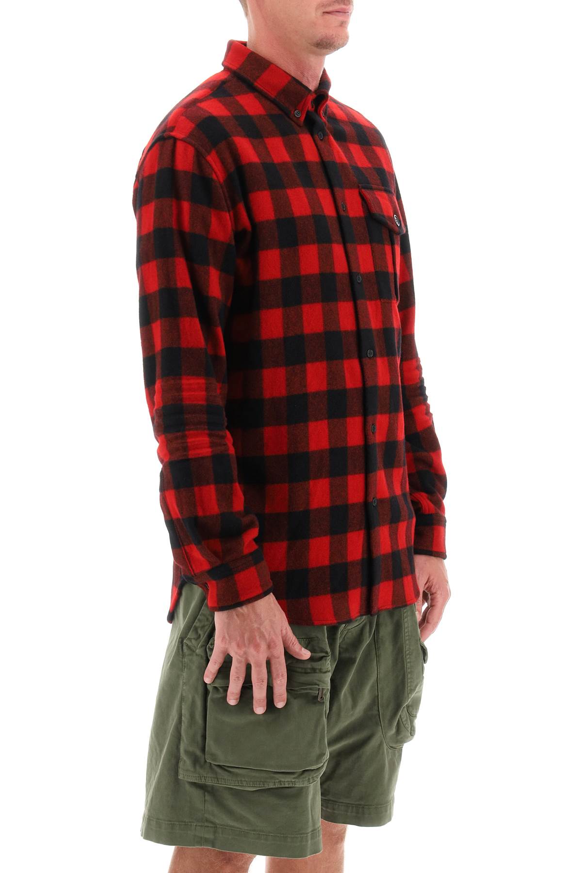 Shop Dsquared2 Shirt With Check Motif And Back Logo In Red Black (black)