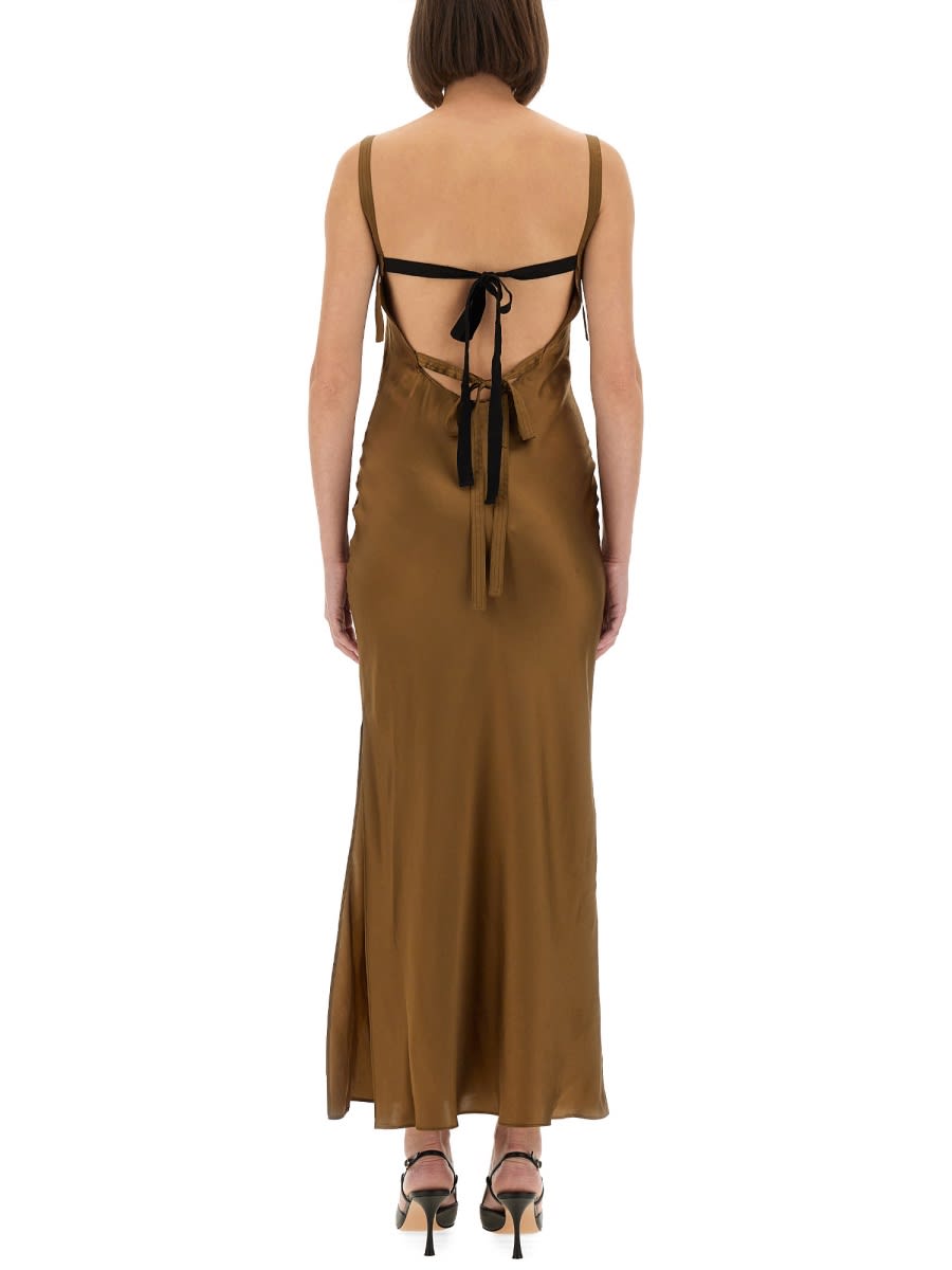 The Garment Catania Long Silk Satin Slip Dress In Brown