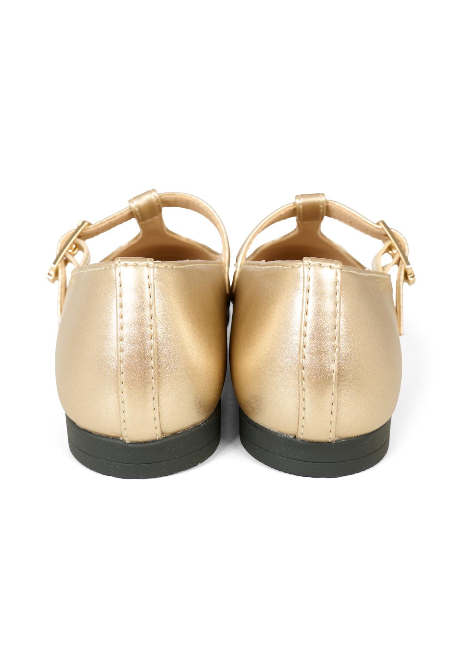 Tommy Hilfiger Golden Ballet Flats For Girl With Flag In Gold