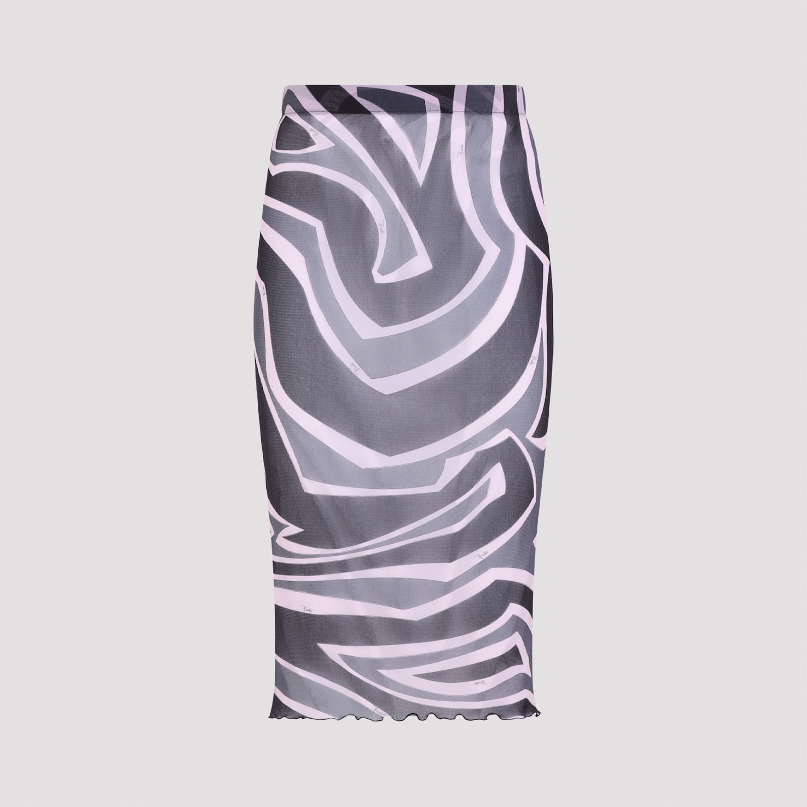Pucci Prnted Tulle Longuette Midi Skirt Clothing In Multi