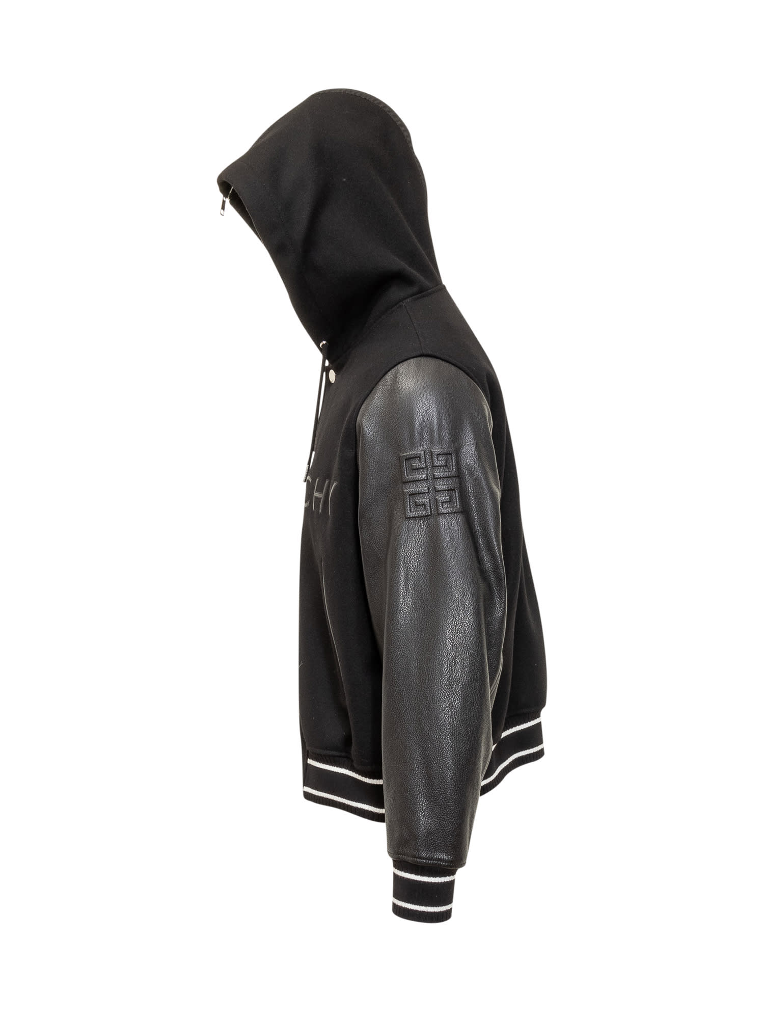 Shop Givenchy Wool And Leather Bomber Jacket In Black