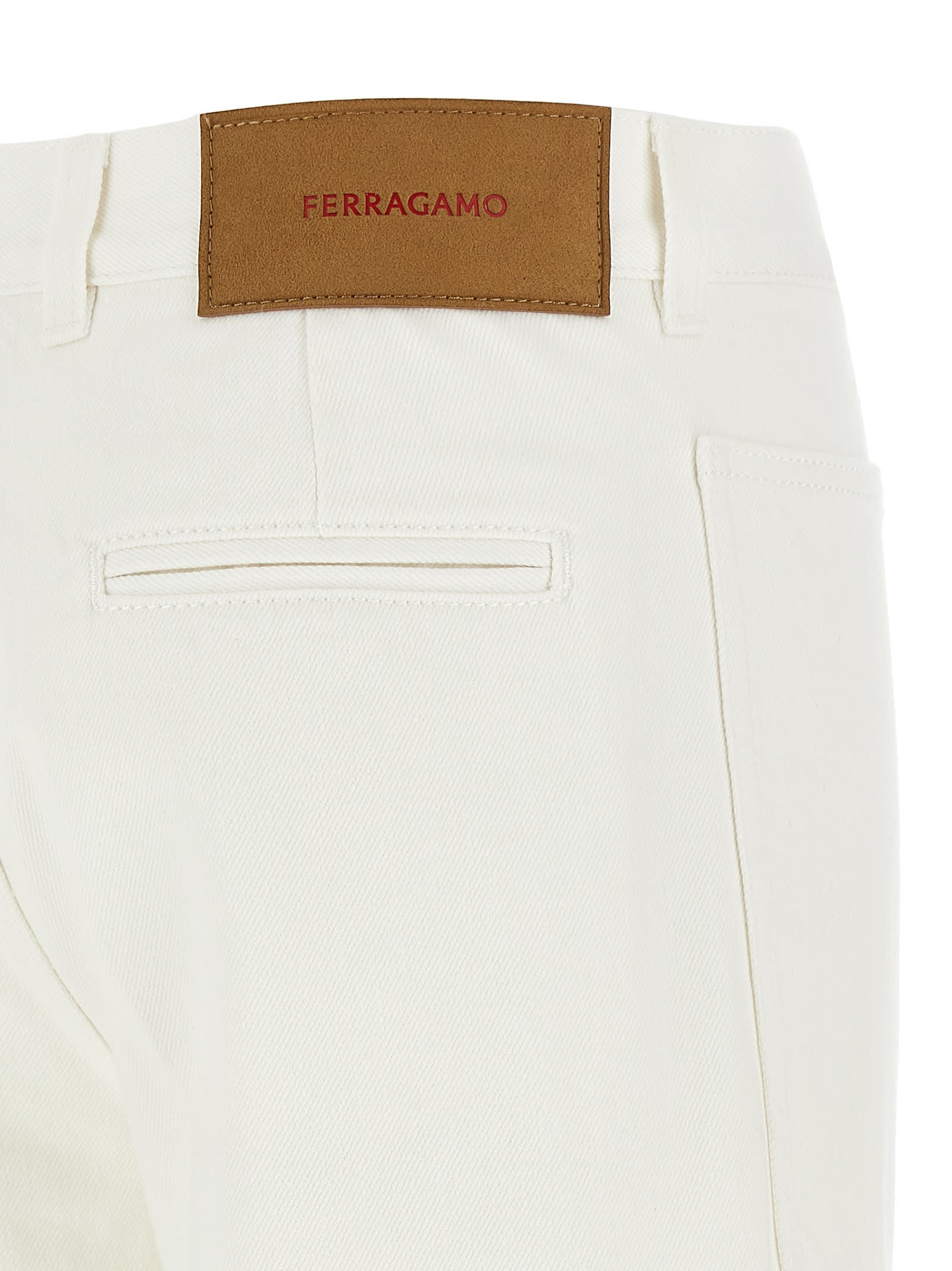 Ferragamo Straight Jeans With Back And Front Pockets In White