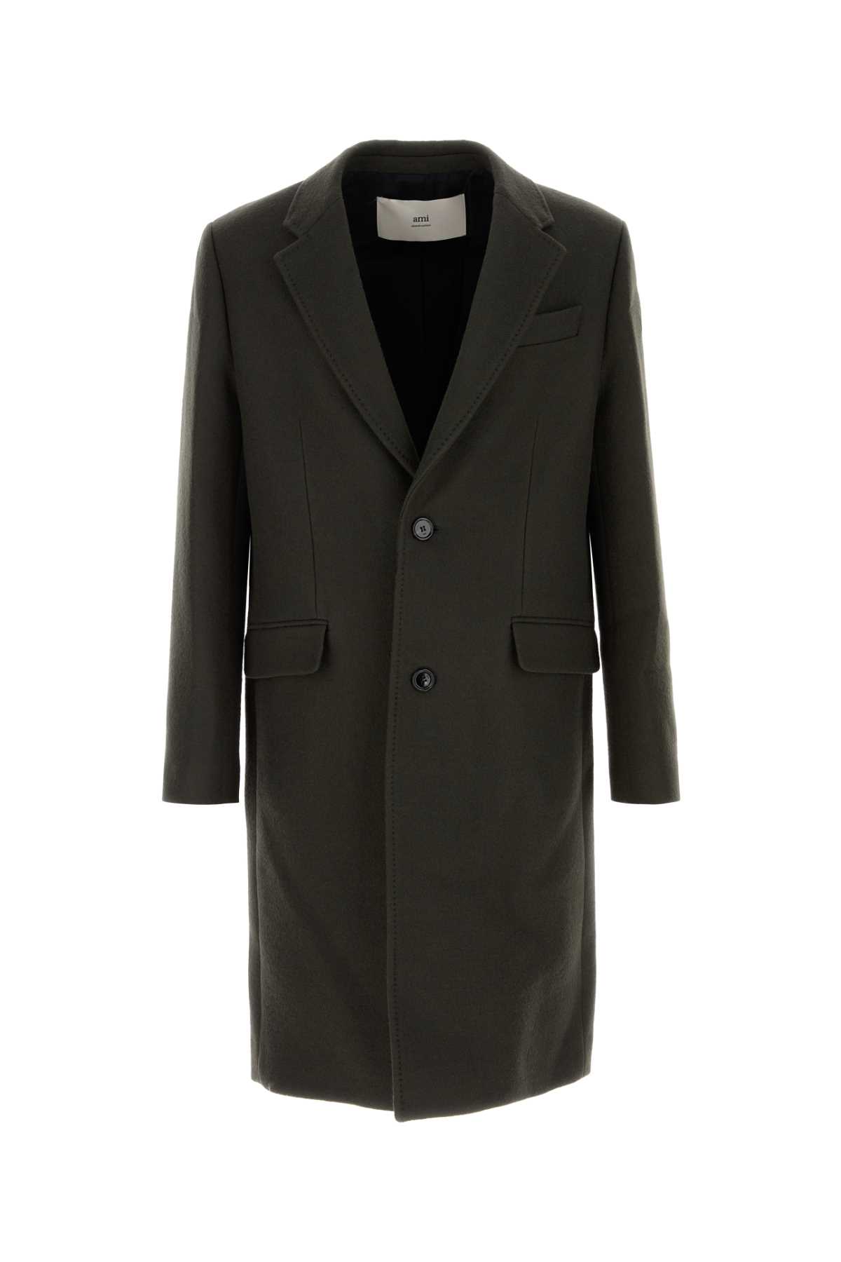Ami Alexandre Mattiussi Charcoal Wool Coat Ami Alexandre Mattiussi Charcoal Wool Coat