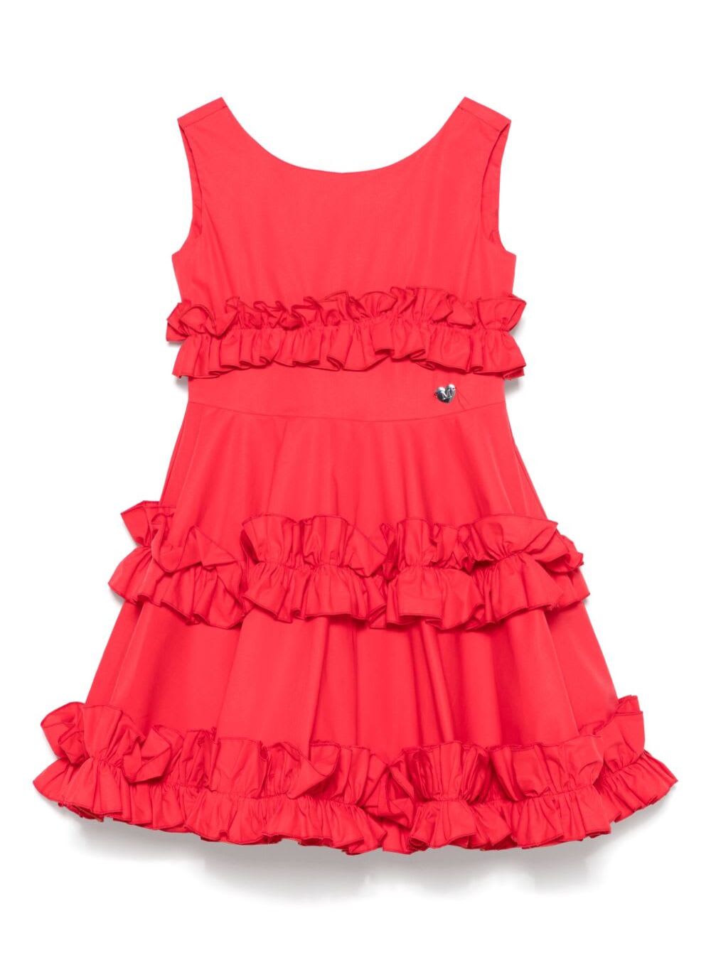 Monnalisa Abito Con Rouches Popelin Popeline Touch In Red