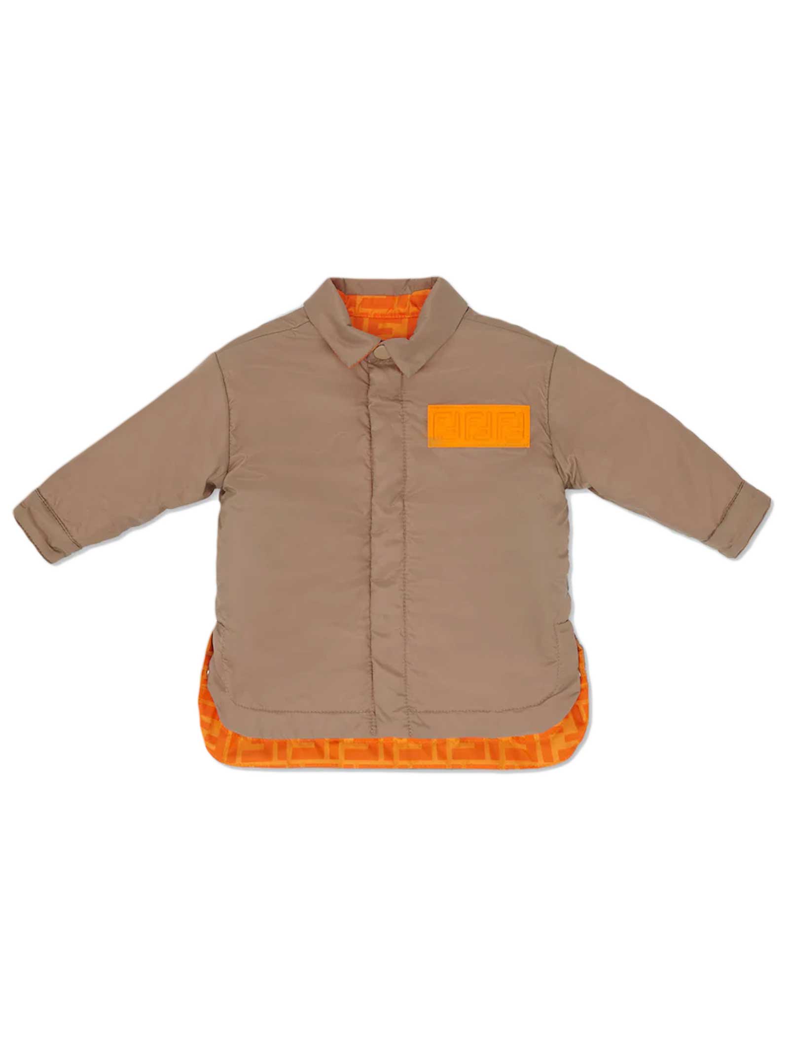 Fendi Biscuit Jacket With Orange Logo Inserts