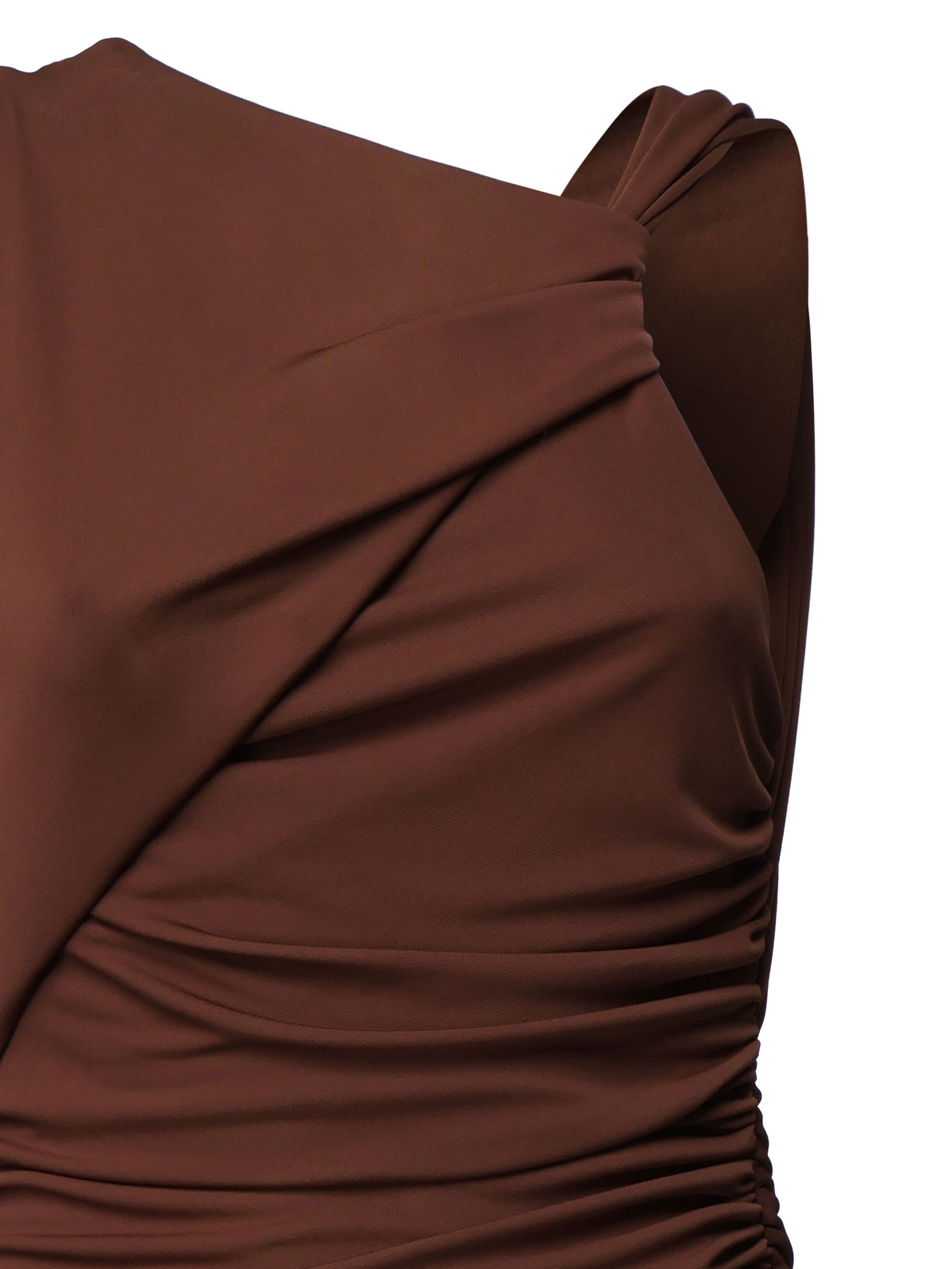 The Andamane Dress With Drape In Brown