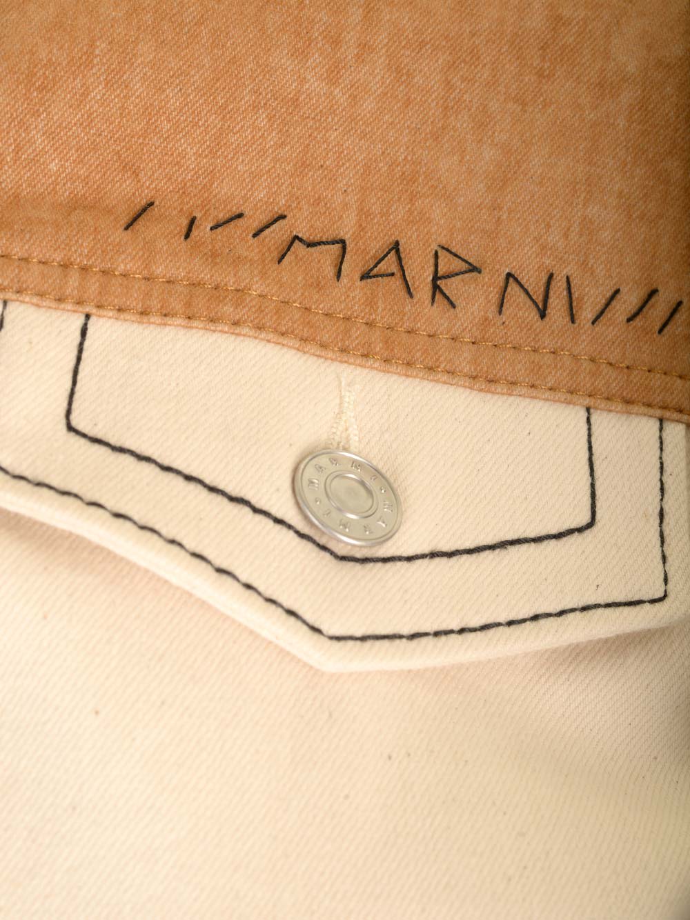 Shop Marni Logo Detailed Denim Jacket In White