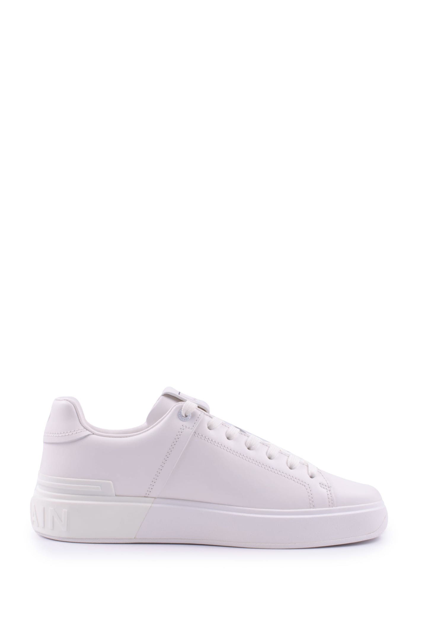 Balmain Smooth White Leather B-court Sneakers