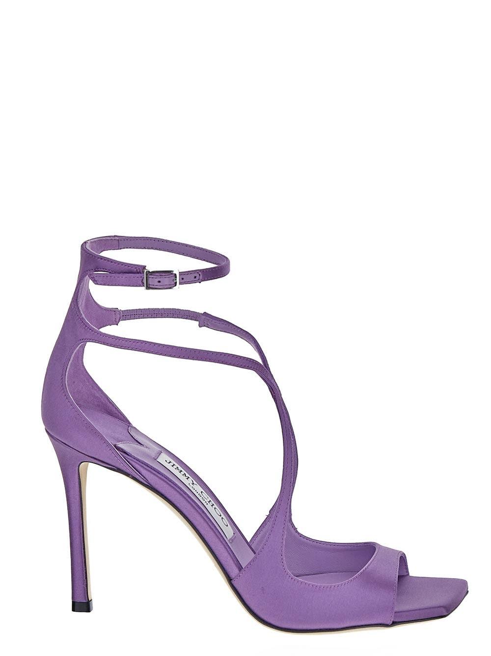 Jimmy Choo Azia 95 Cut-out Satin Sandals In Lilac