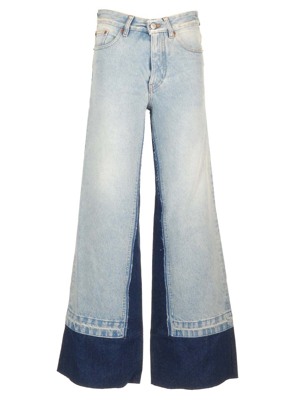 Shop Mm6 Maison Margiela Wide Leg Jeans In Light Blue