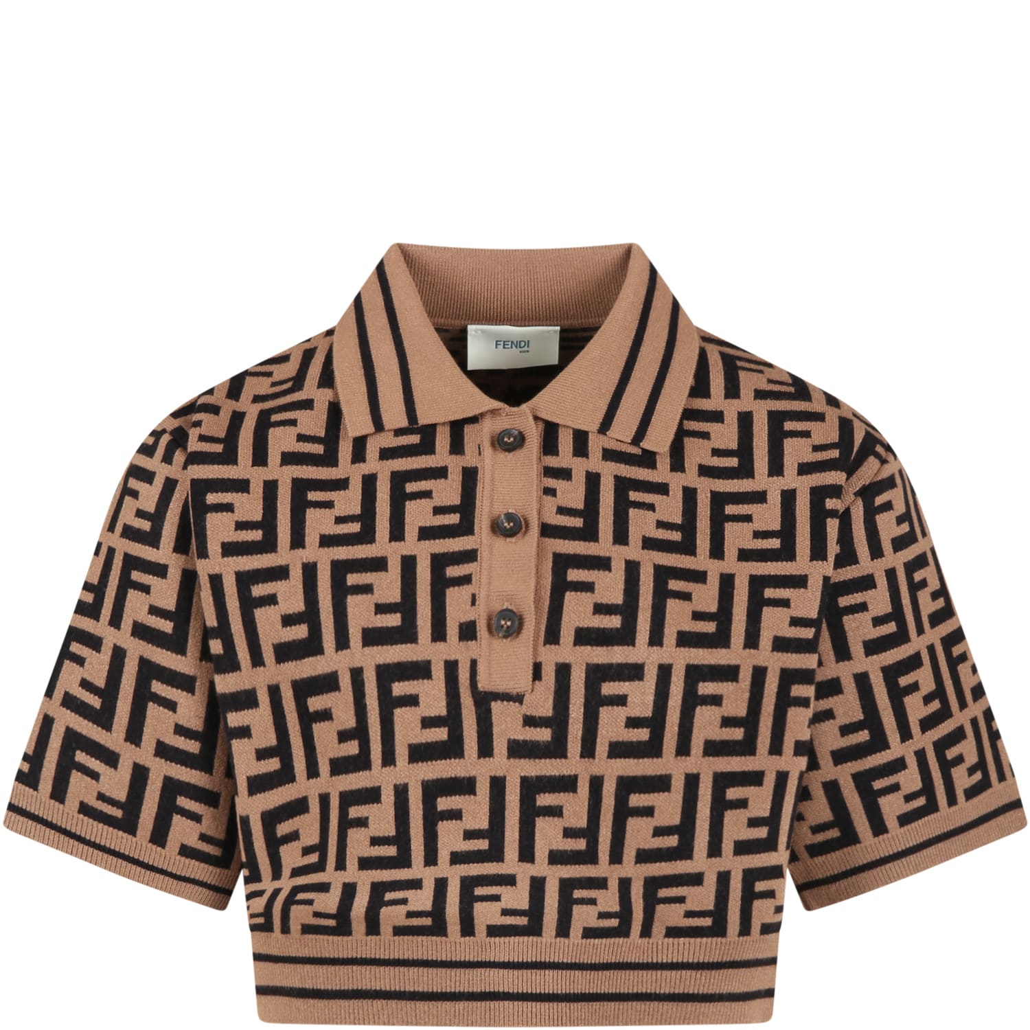 Fendi Kids' Brown Sweater For Girl With Ff