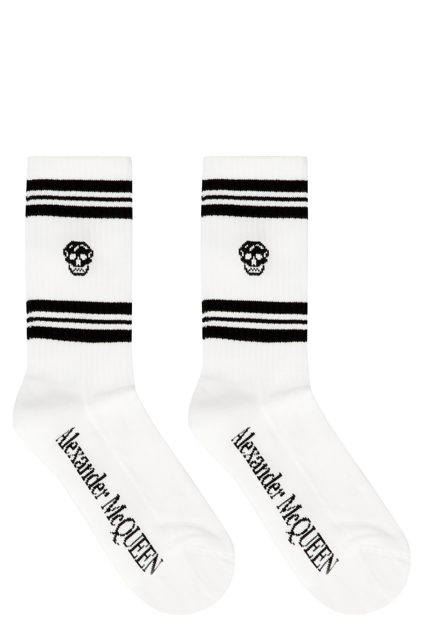 Shop Alexander Mcqueen Cotton Sport Socks In White