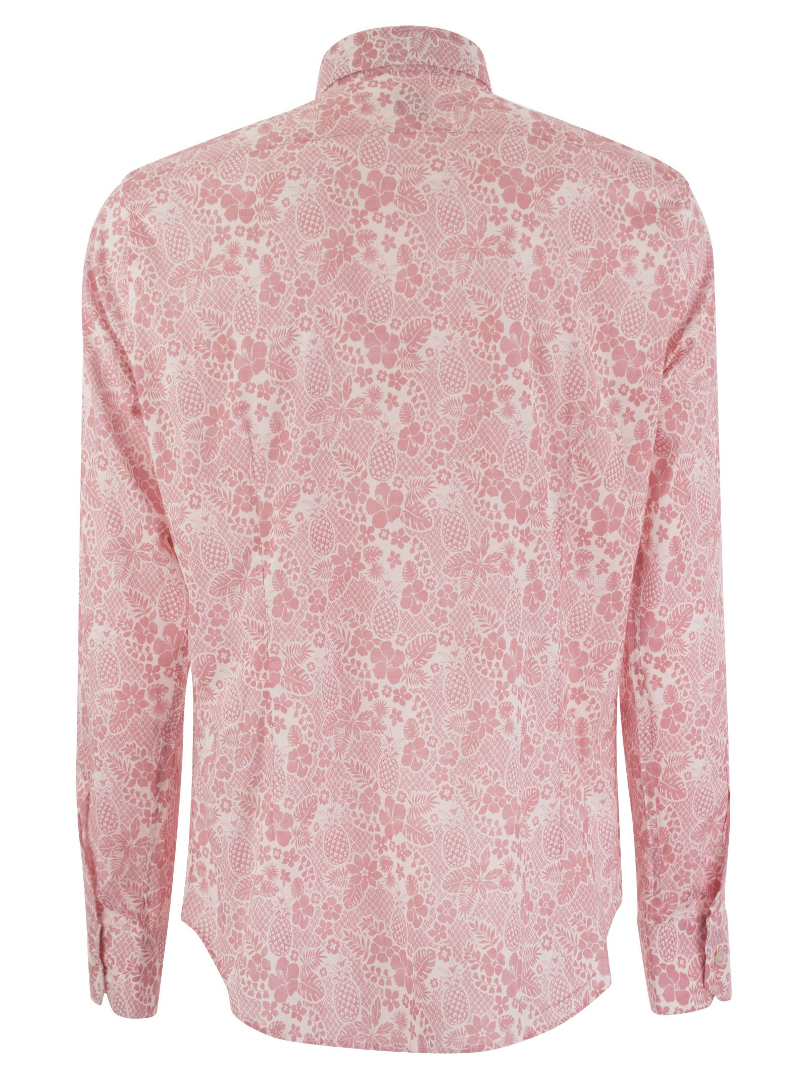 Shop Fedeli Printed Stretch Cotton Voile Shirt In Pink