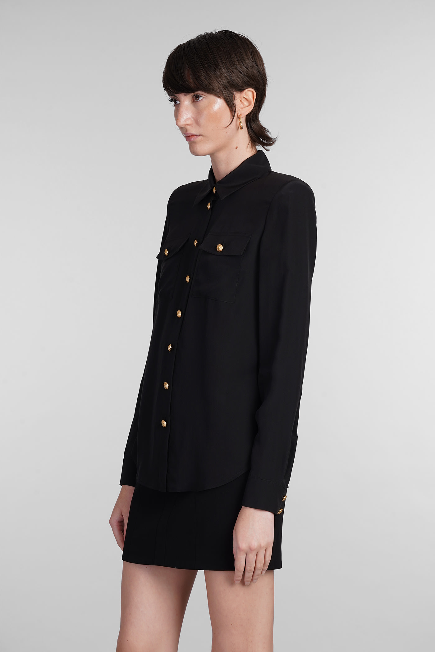 Shop Balmain Shirt In Black Silk