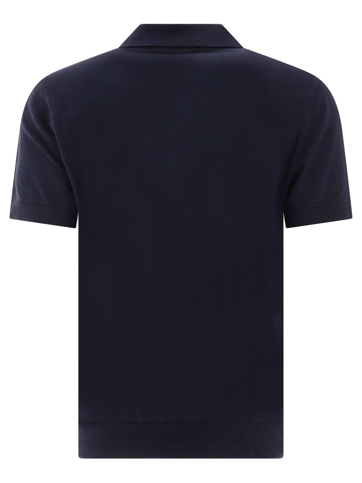 Shop Apc Gregory Logo Embroidered Polo Shirt In Blue