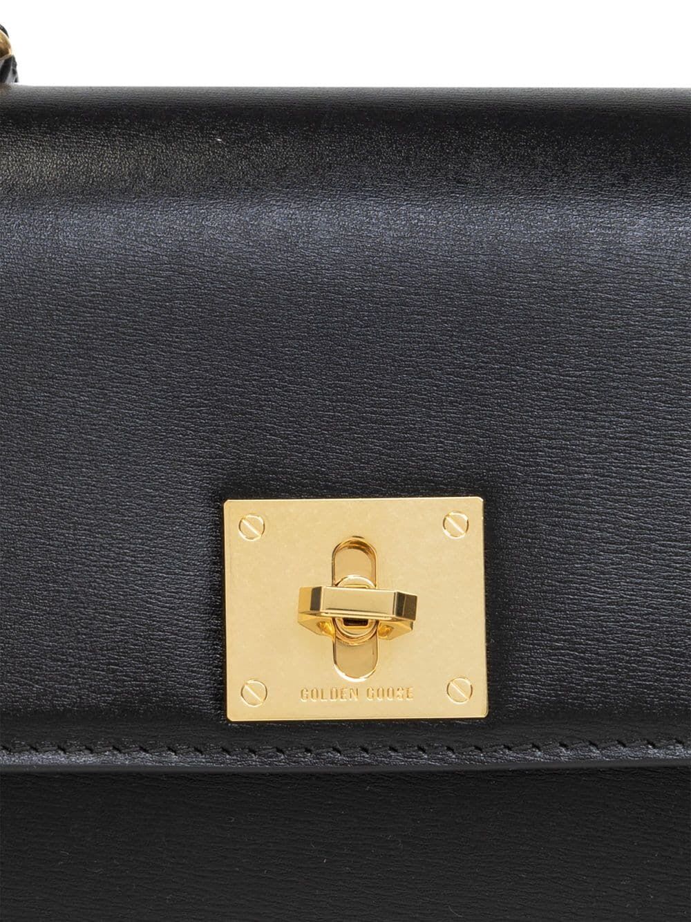 Golden Goose Gioia Bag In Black Palmellato Leather With Gold Details In Black