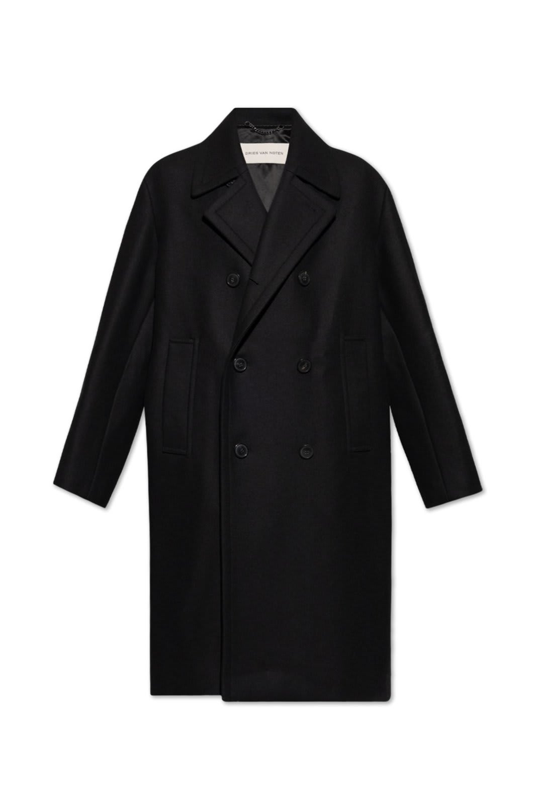 Shop Dries Van Noten Double-breasted Long Sleeved Coat In Blue