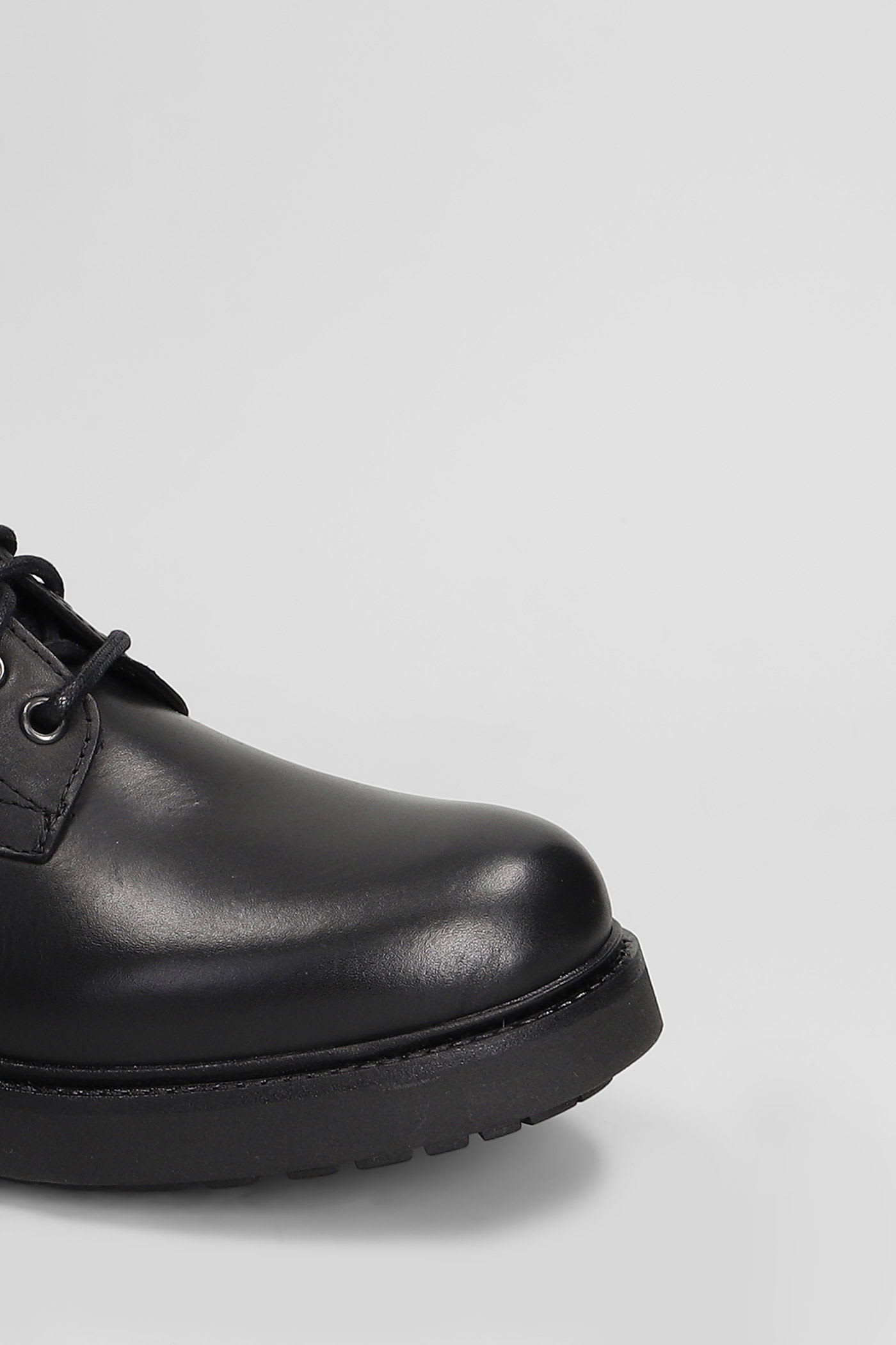 Julie Dee Combat Boots In Black Leather In Black