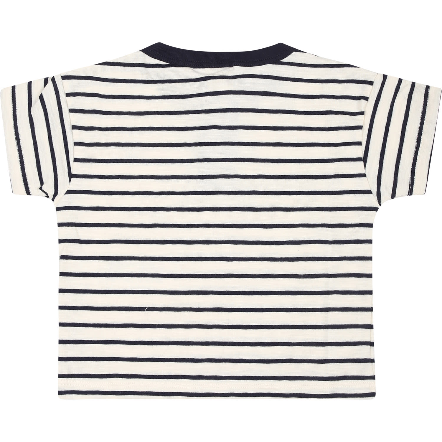 Shop Petit Bateau Ivory T-shirt For Baby Boy With Logo