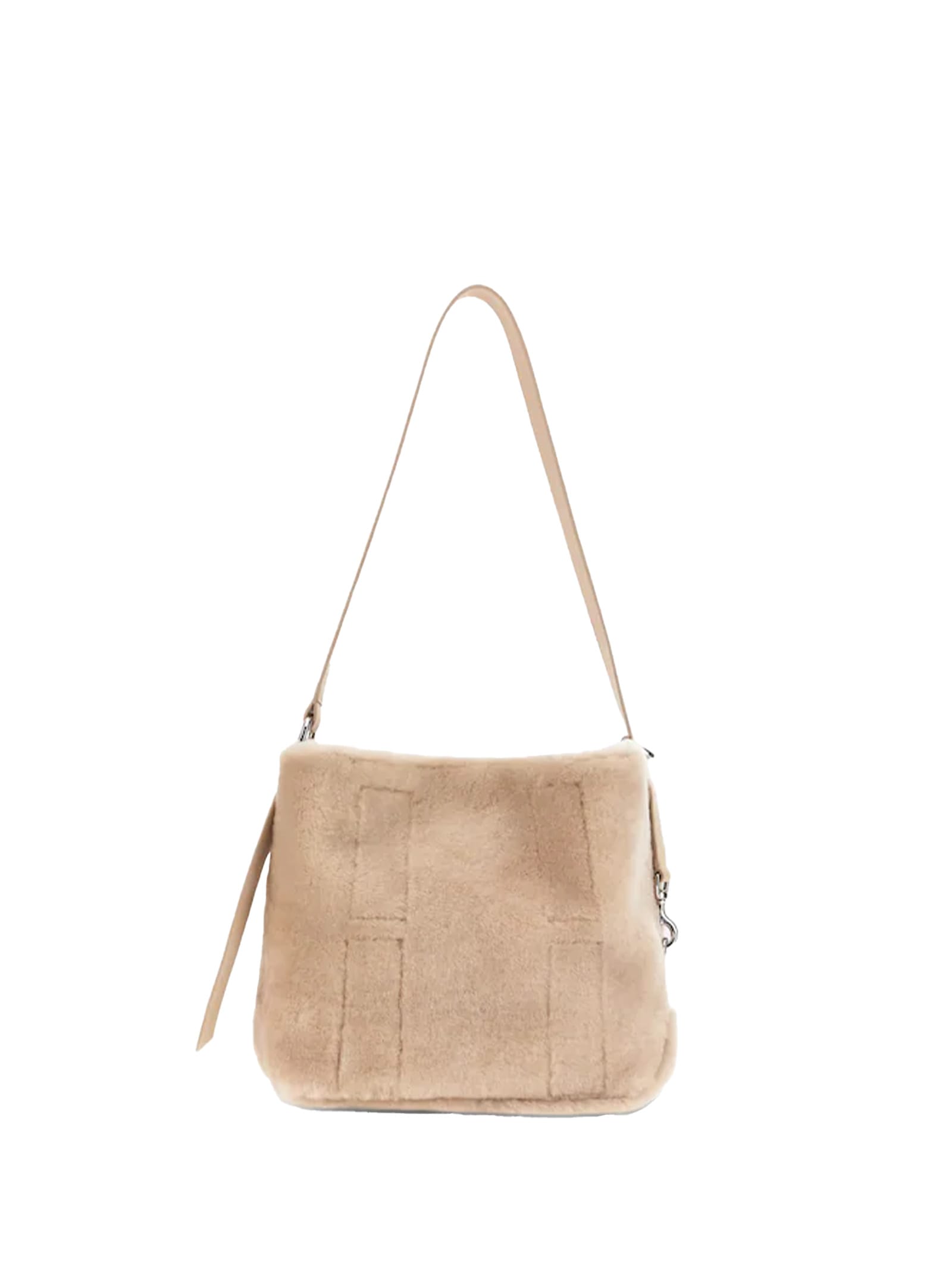Hogan Hobo Bag In Shearling And Smooth Leather Inserts