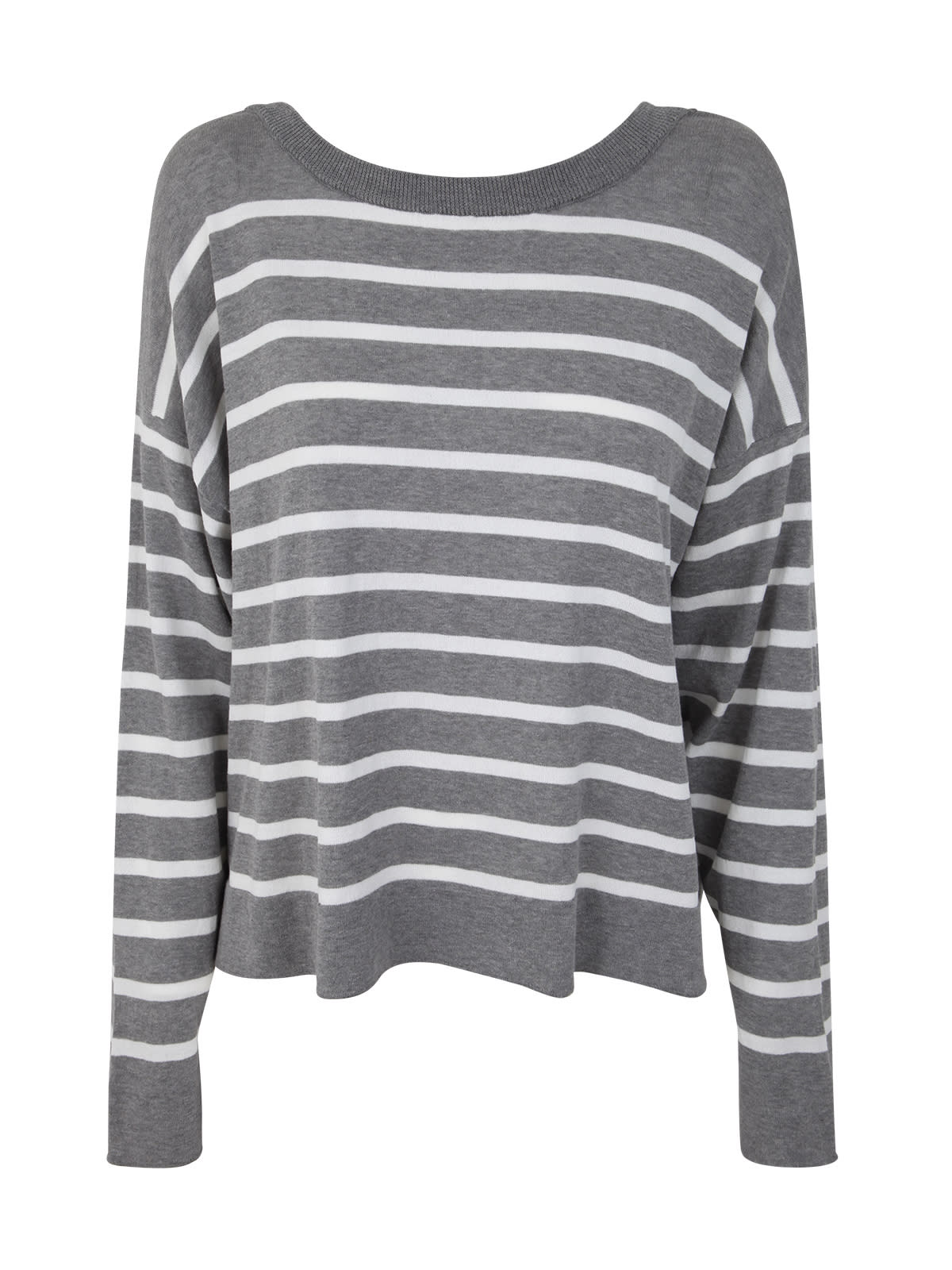 Semicouture Tracee Pullover In White Grey Striped