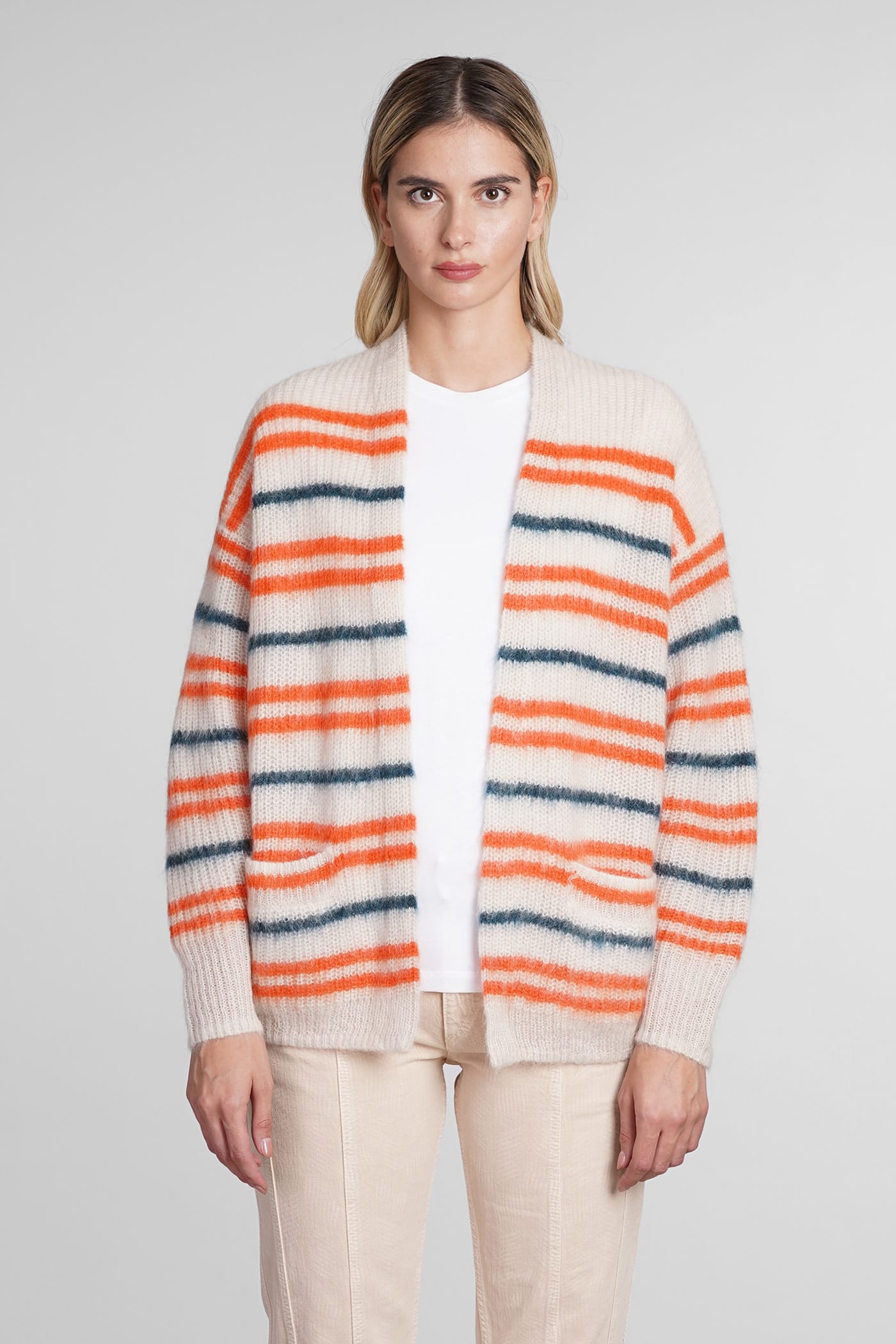 MARANT ETOILE DANA CARDIGAN IN BEIGE MOHAIR