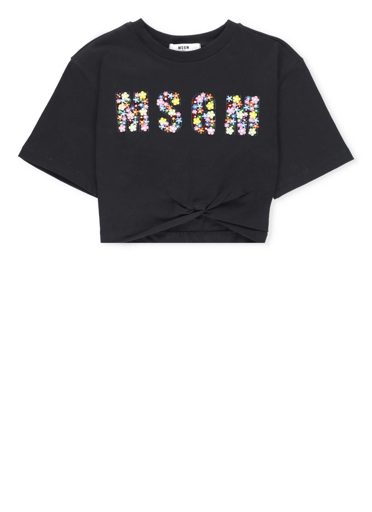 MSGM CROPPED T-SHIRT WITH LOGO