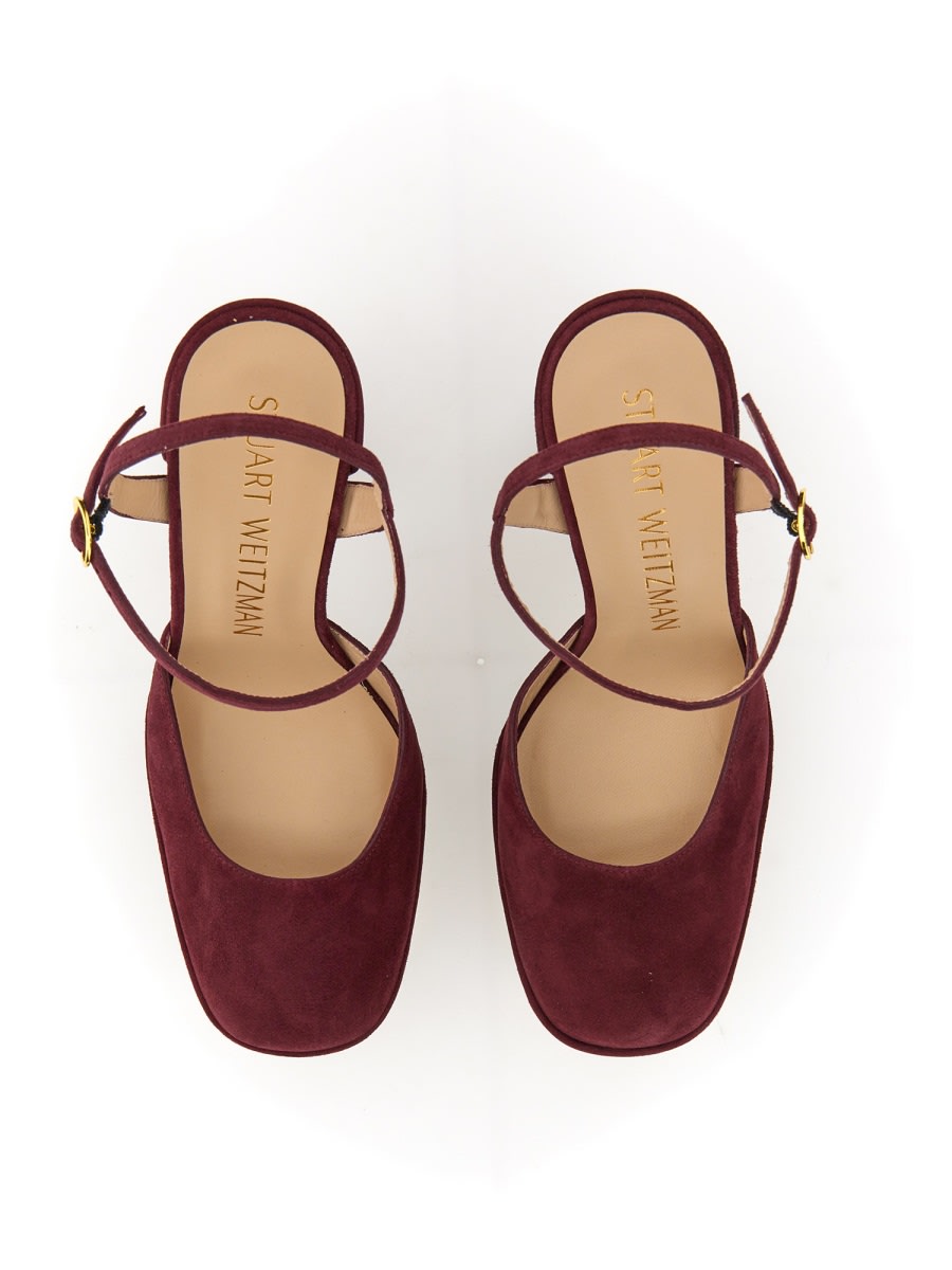 Stuart Weitzman Square-toe 115mm Suede Platform Pumps In Bordeaux
