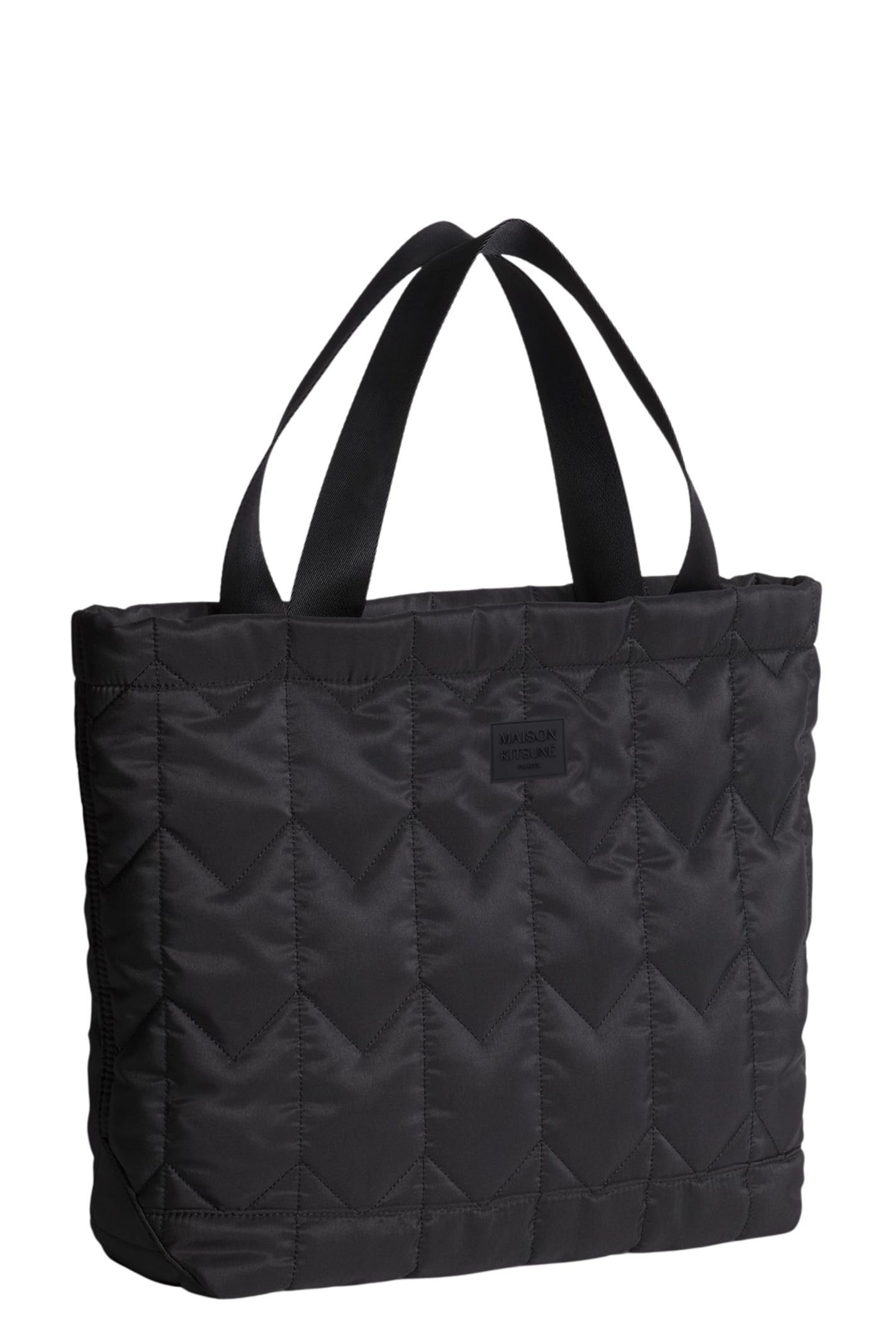 Maison Kitsuné Chevron Quilted Large Tote In Black