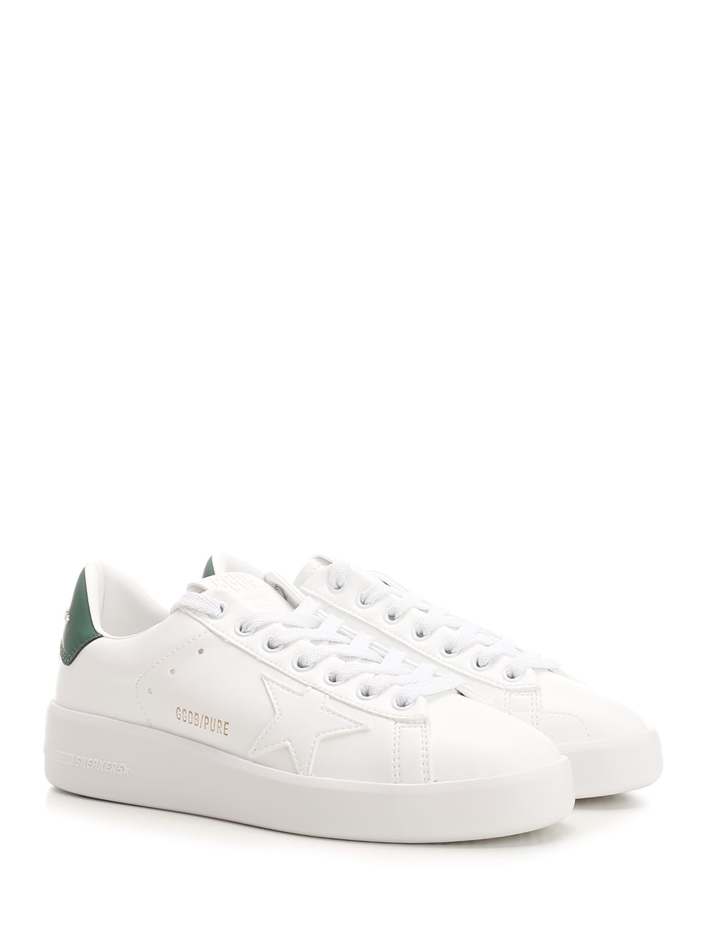 Shop Golden Goose Pure Star Sneakers In White/green