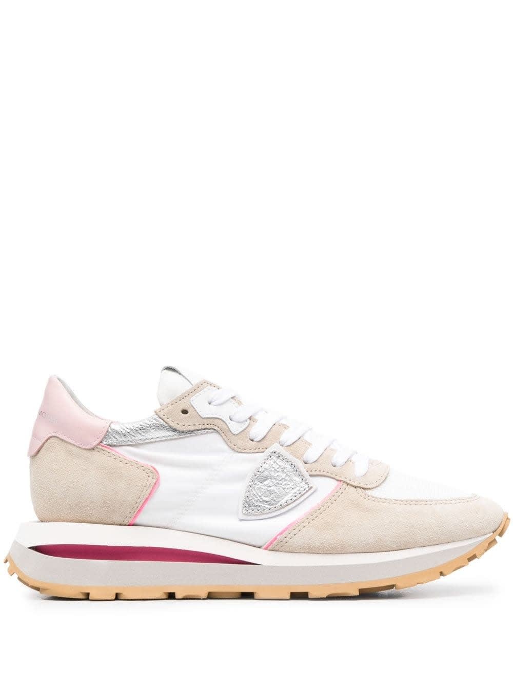 Shop Philippe Model Tropez Haute Low Sneakers - White And Pink
