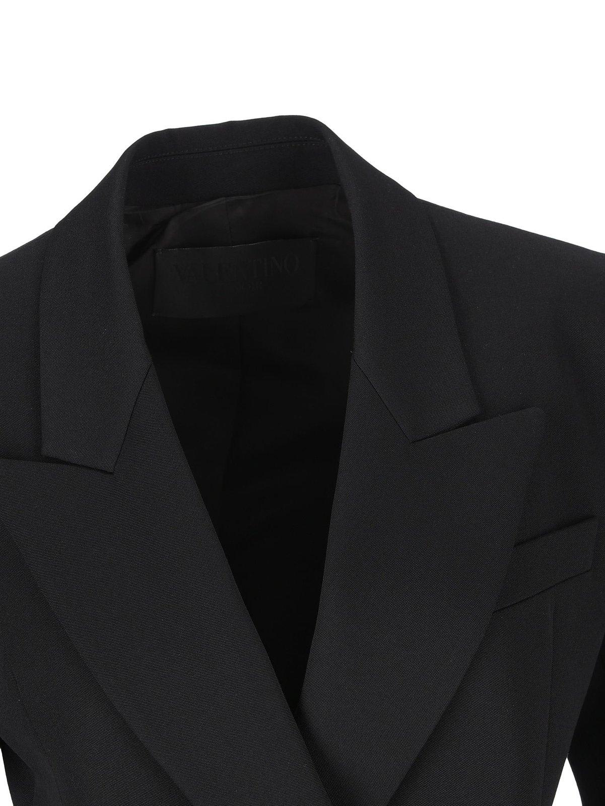 Shop Valentino Double-breasted Long-sleeved Blazer In Black