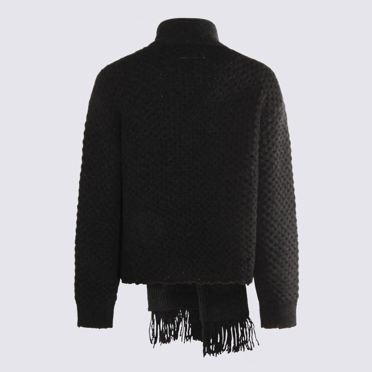 Mm6 Maison Margiela Wool Blend Sweater With Integrated Scarf In Black