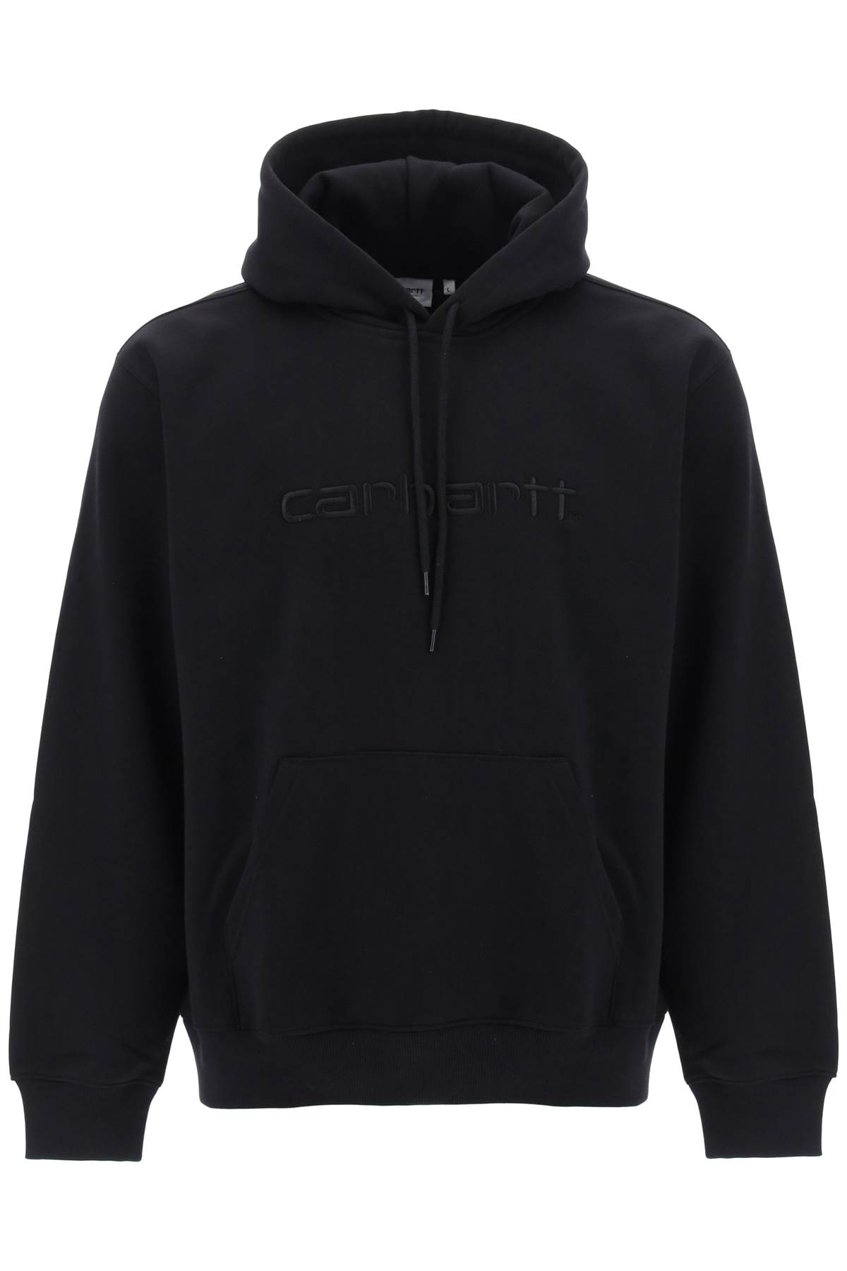 Shop Carhartt Embroidered Logo Hoodie In Nero