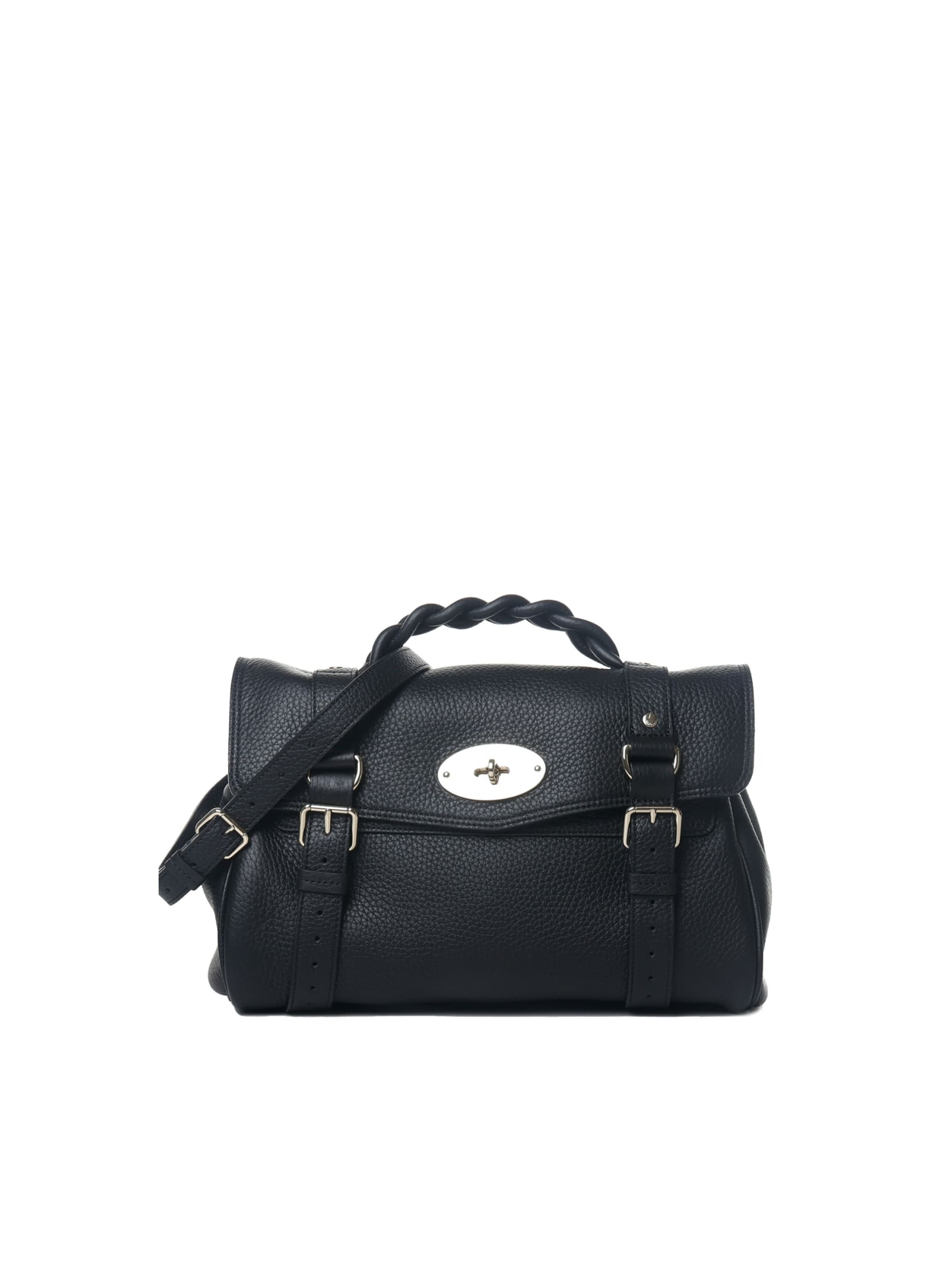 Mulberry Alexa Bag With Leather Braided Handle In Black