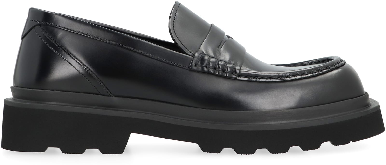 Shop Dolce & Gabbana Calfskin Loafers In Black