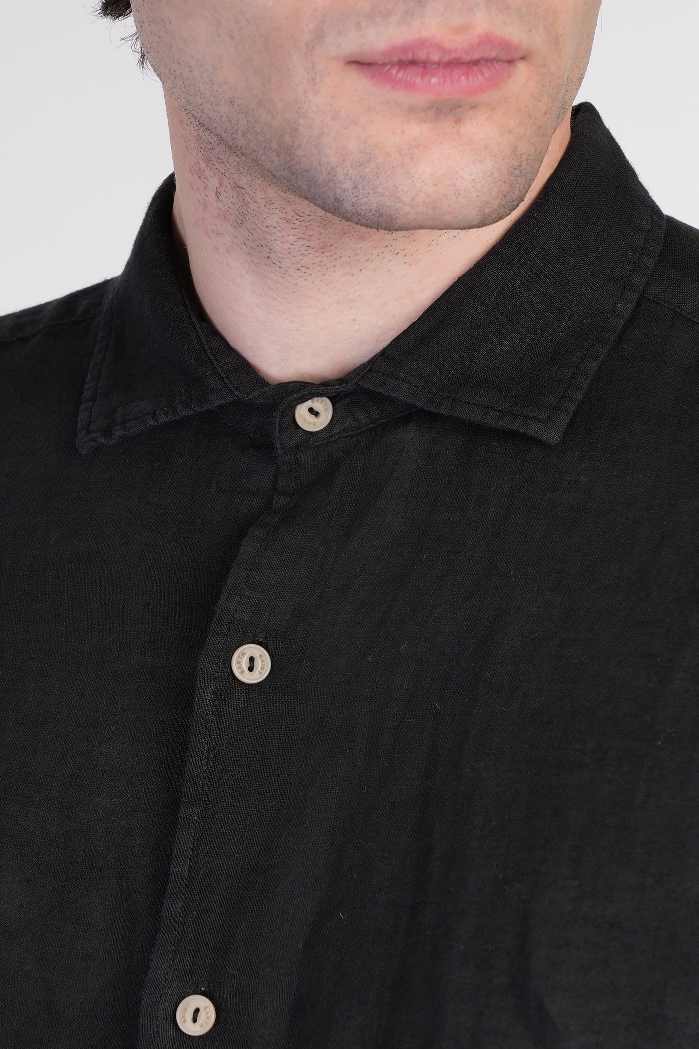 Mc2 Saint Barth Pamplona Shirt In Black Linen In Black