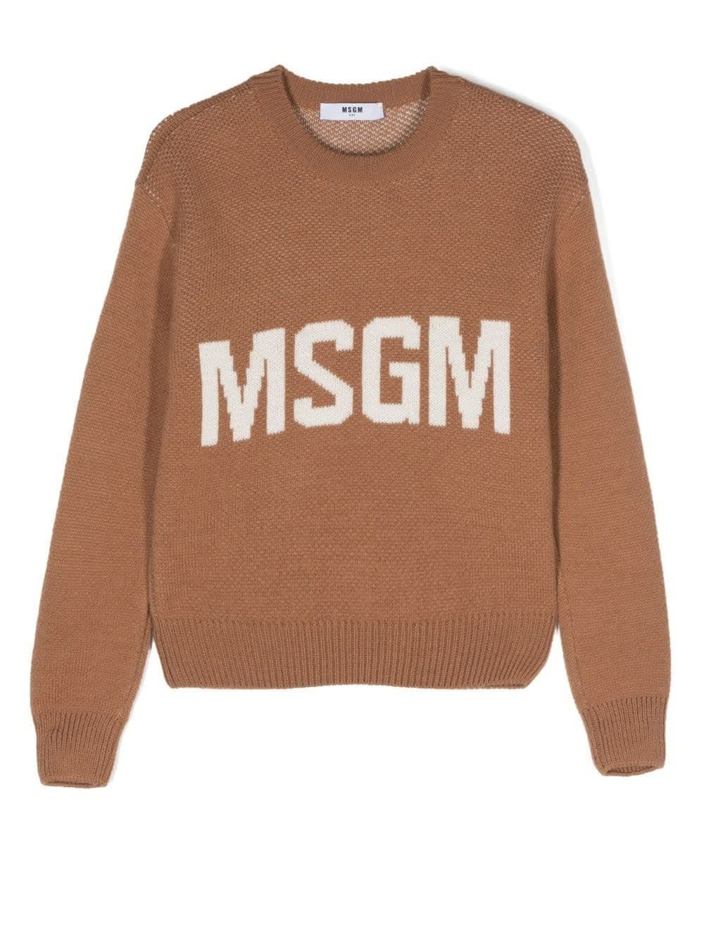 MSGM Kids Biscuit Sweater With Inlaid Logo
