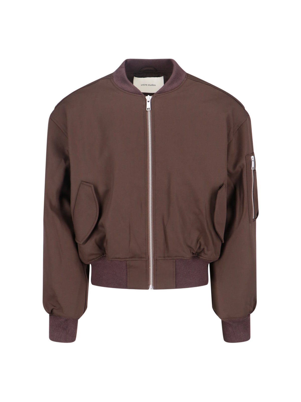 Entire Studios Dark Brown Zip-up Bomber Jacket In Wool In Brown