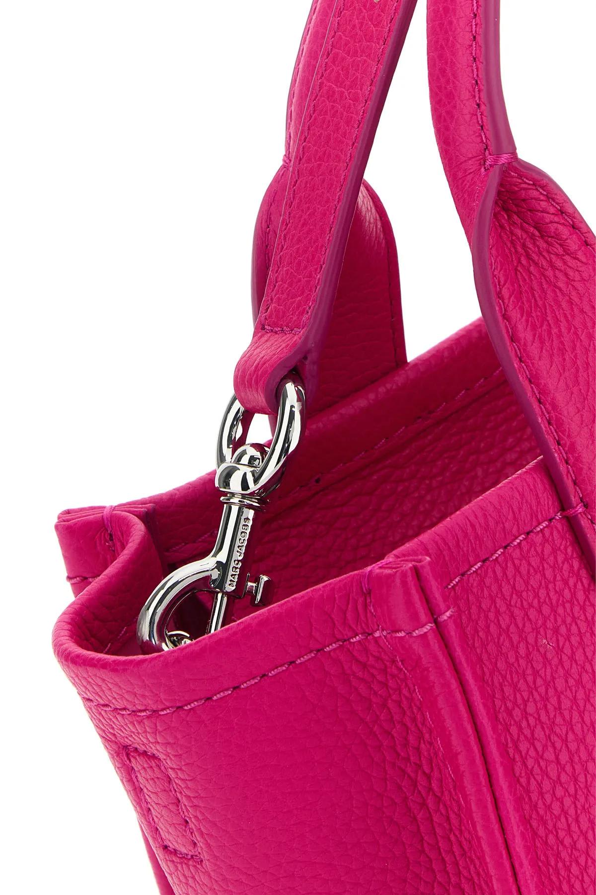 Shop Marc Jacobs Fuchsia Leather Mini The Tote Bag Handbag In Pink