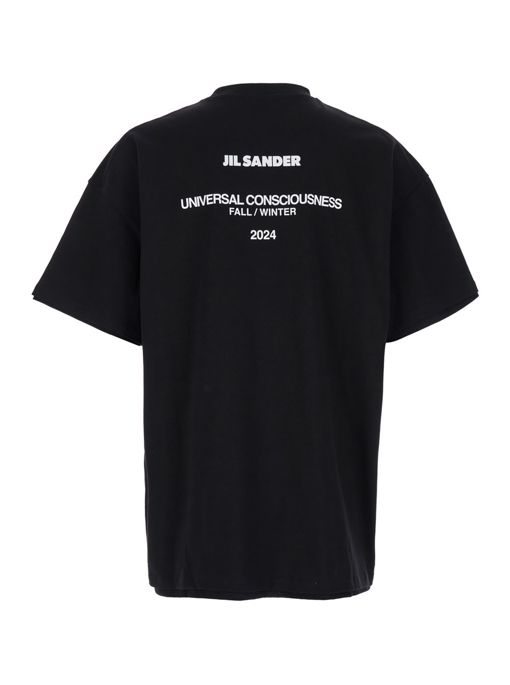 Shop Jil Sander Black Double-layers T-shirt In Cotton Man