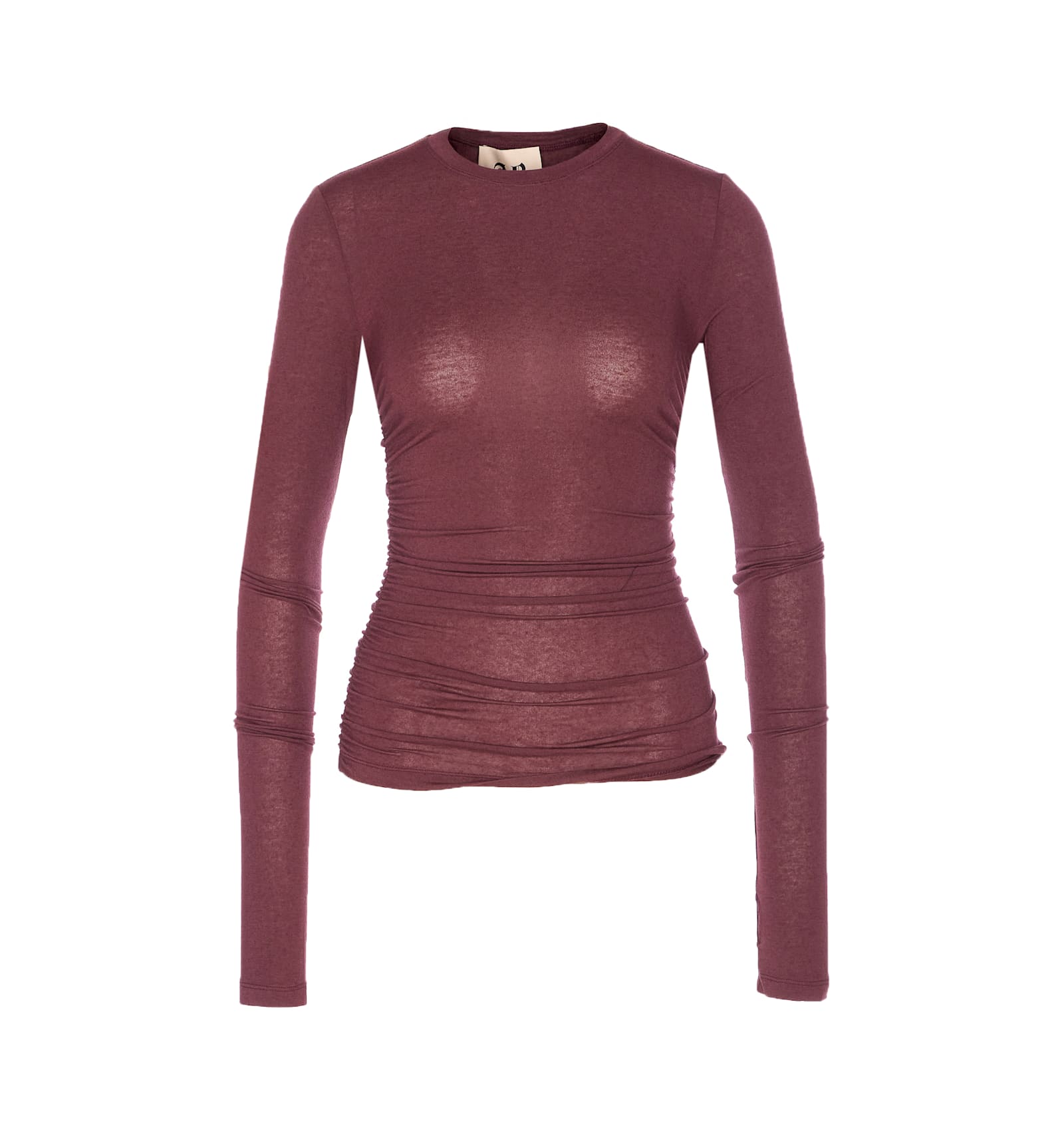 Aniye By Didy Long-sleeve Ruched Top In Burgundy