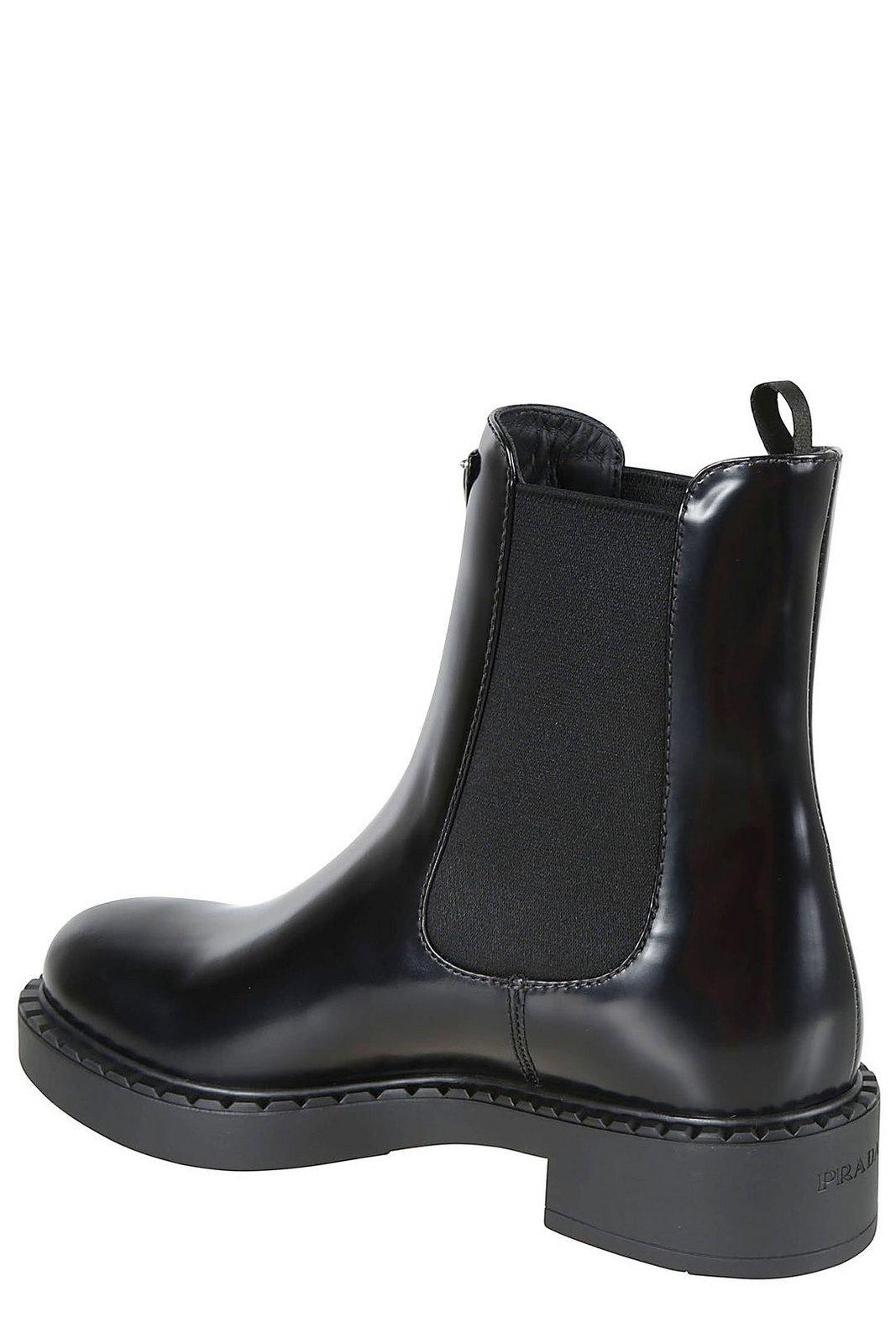 Prada Chocolate Calfskin Chelsea Ankle Boots In Neutral
