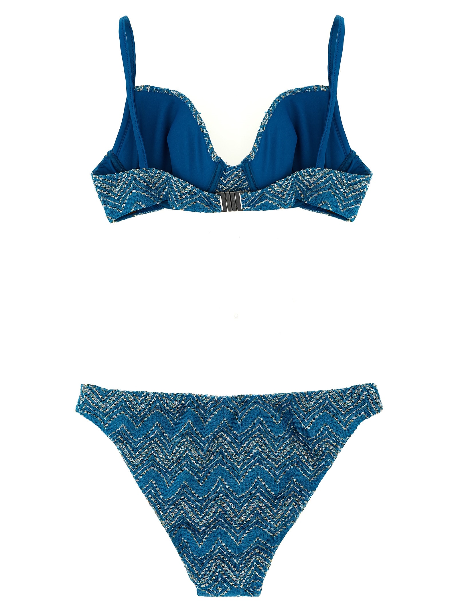Missoni Zig Zag Lamé Bikini In Blue