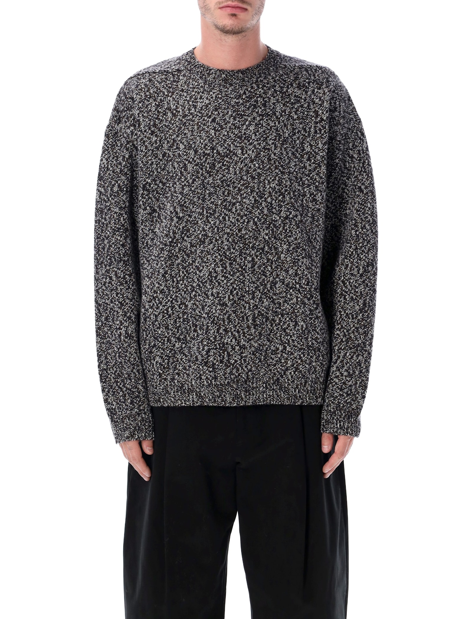Studio Nicholson Textured Knit Long Sleeve Sweater In Gray
