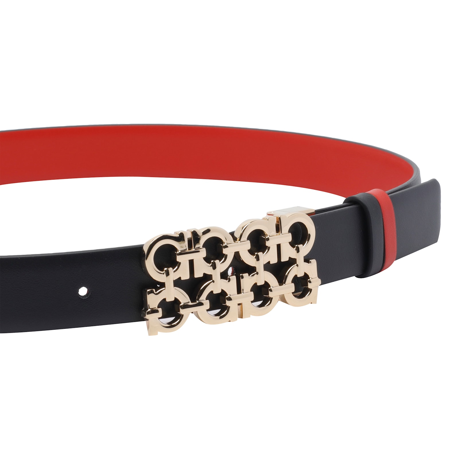 Ferragamo Women Adjustable And Reversible Woven Gancini Belt In Black