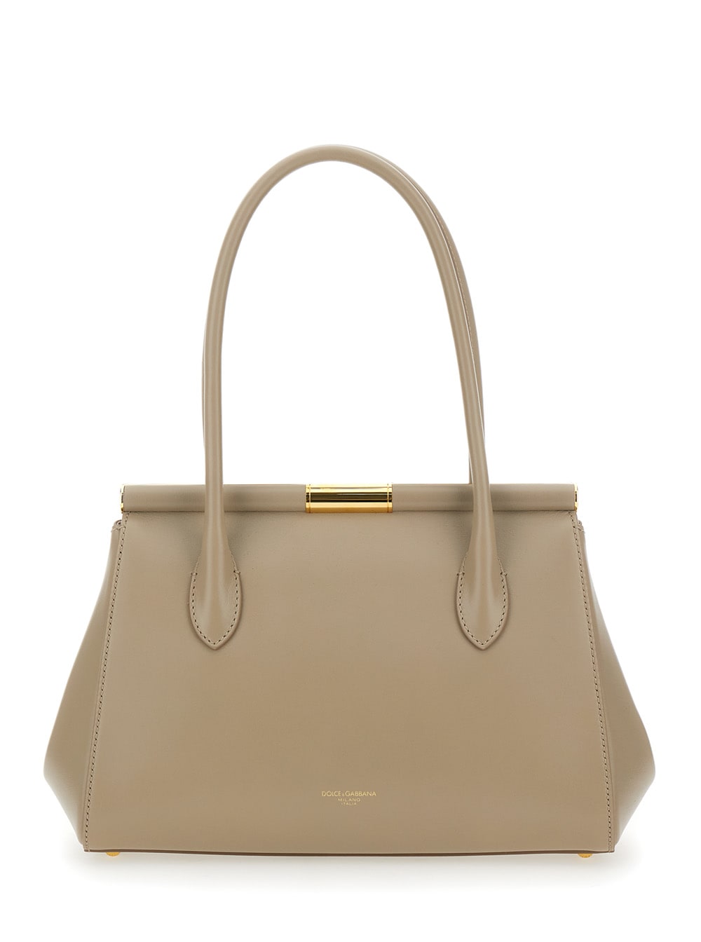 Dolce & Gabbana Marlene Medium Beige Handbag With Padlock Detail In Leather Woman In Neutral