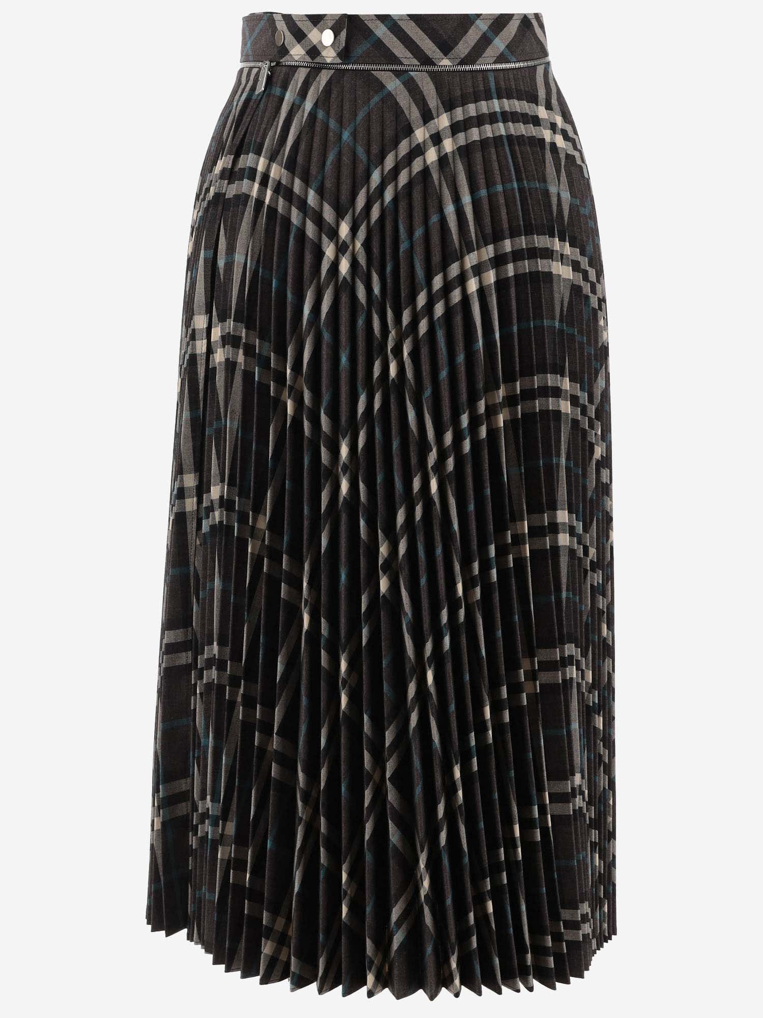 Shop Burberry Wool Blend Pleated Skirt In Red